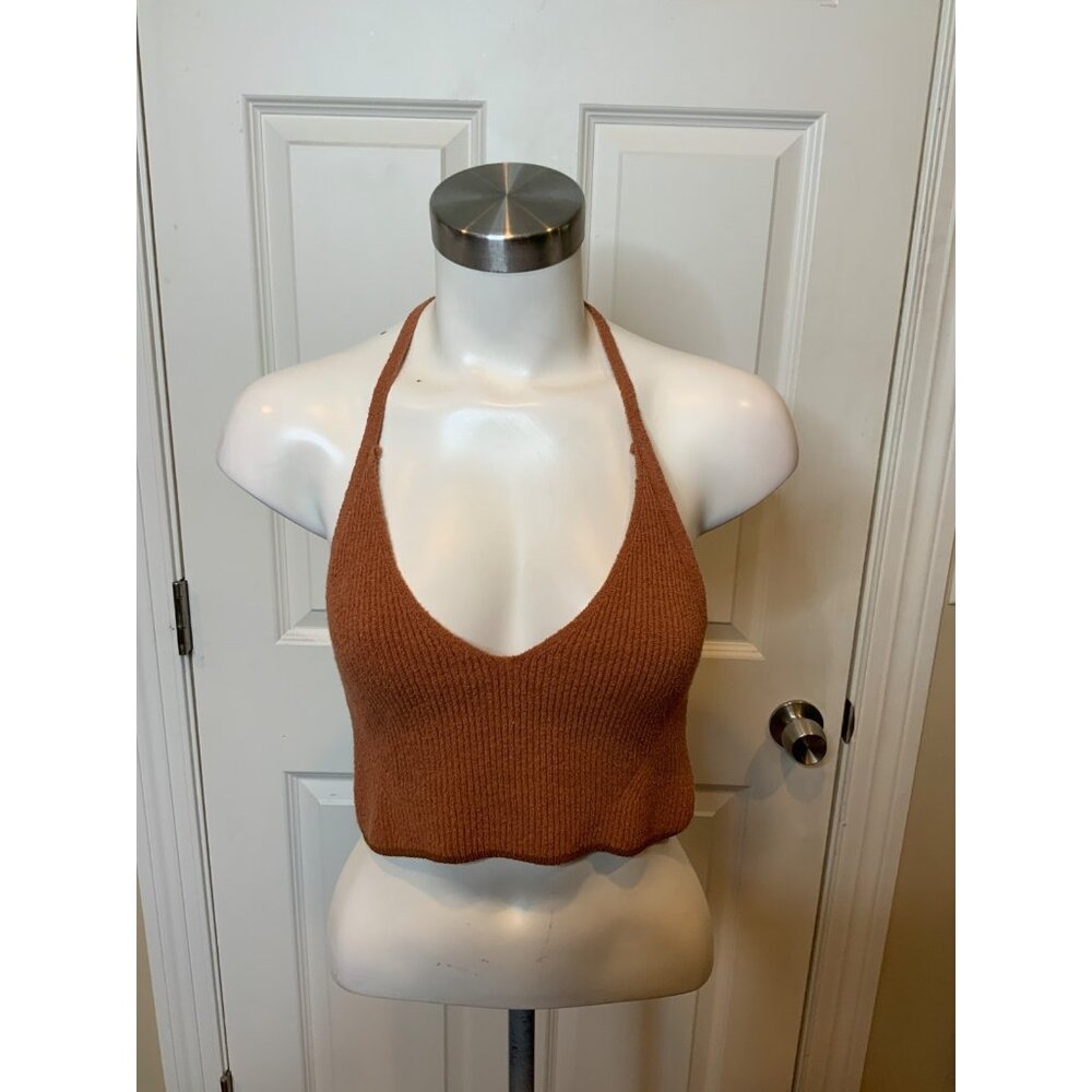 Rag & Bone Light Brown Ribbed Crop Tank Top, Size Small